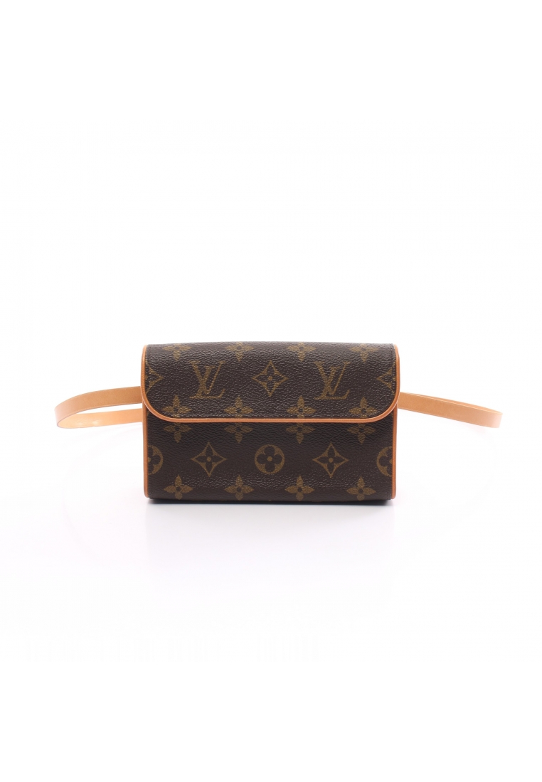 二奢 Pre-loved Louis Vuitton Pochette Florentine monogram body bag waist bag PVC leather Brown With button pressure (M)