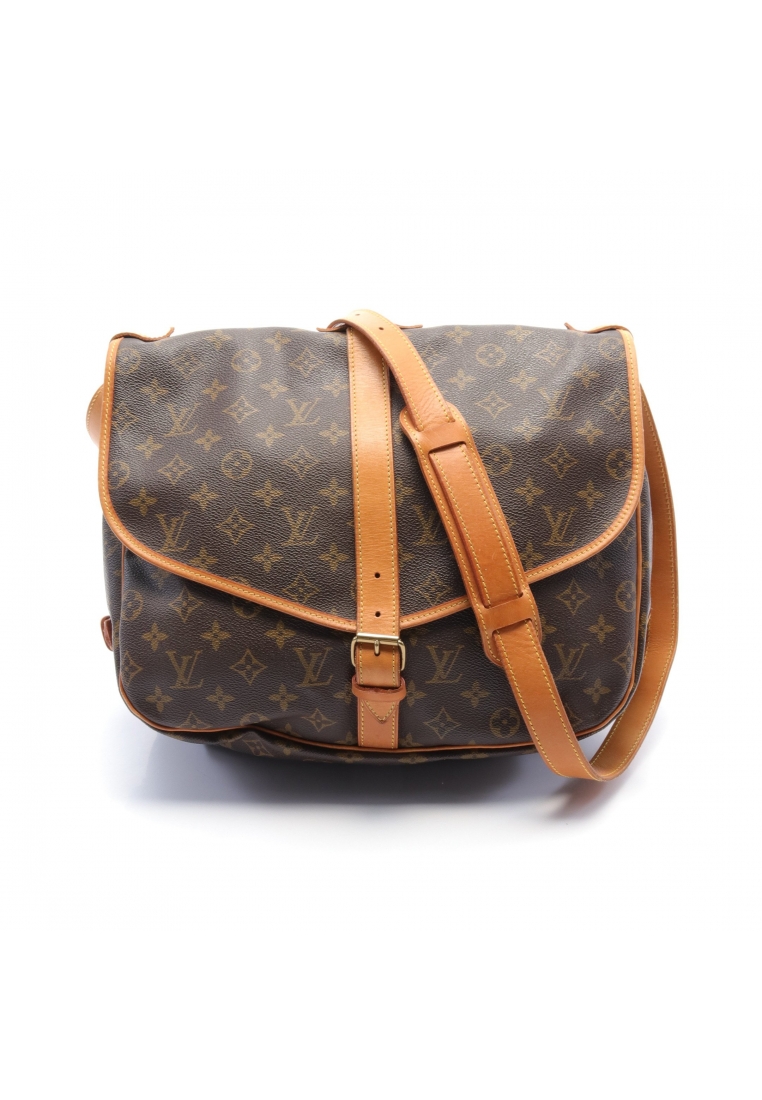 二奢 Pre-loved Louis Vuitton Saumur 35 monogram Shoulder bag PVC leather Brown