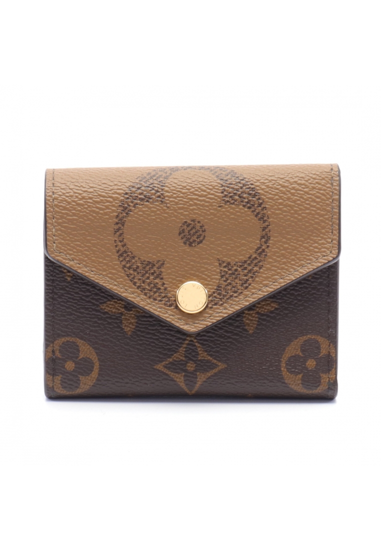 二奢 Pre-loved Louis Vuitton Portefeuil Zoe monogram giant reverse trifold wallet compact wallet PVC Brown beige