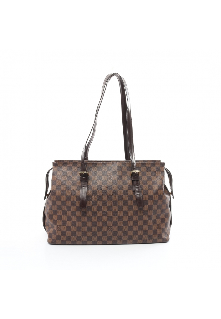 二奢 Pre-loved Louis Vuitton Chelsea Damier ebene Shoulder bag tote bag PVC leather Brown