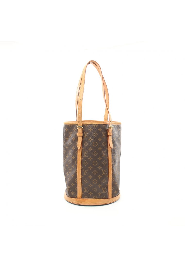 二奢 Pre-loved Louis Vuitton Bucket GM monogram Shoulder bag PVC leather Brown