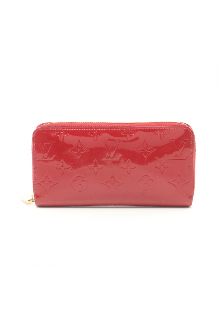 二奢 Pre-loved Louis Vuitton zippy wallet monogram vernis pomme d'amour round zipper long wallet leather Red