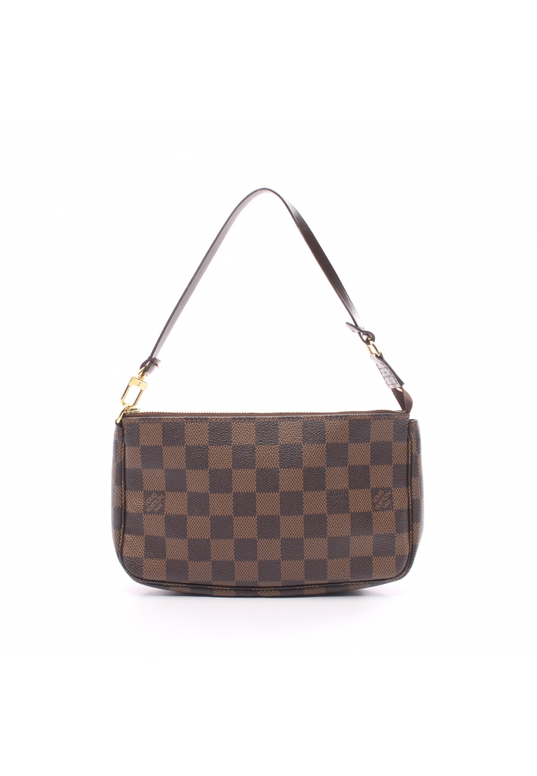 二奢 Pre-loved Louis Vuitton Pochette Accessoires Damier ebene Handbag PVC leather Brown