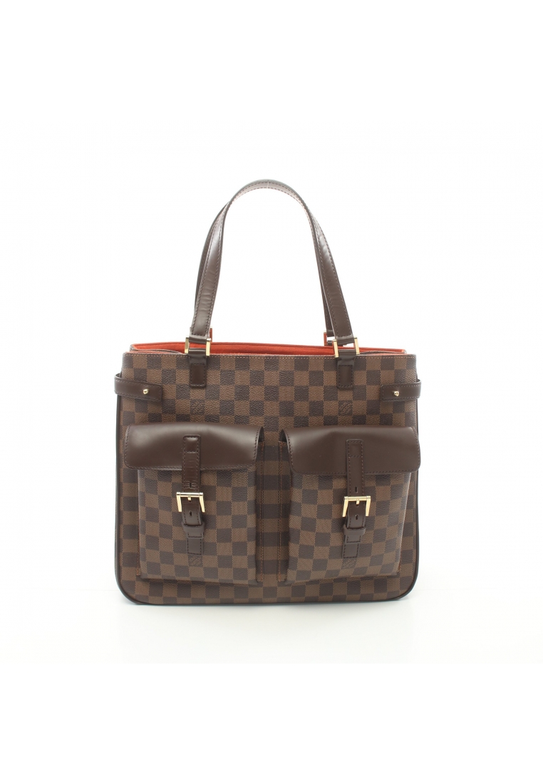 二奢 Pre-loved Louis Vuitton Uzes Damier ebene Handbag tote bag PVC leather Brown