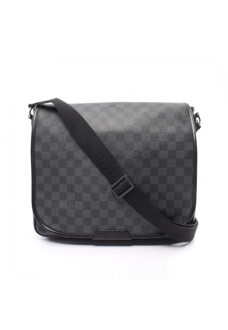 二奢 Pre-loved Louis Vuitton Daniel MM Damier Graphite Shoulder bag PVC leather black