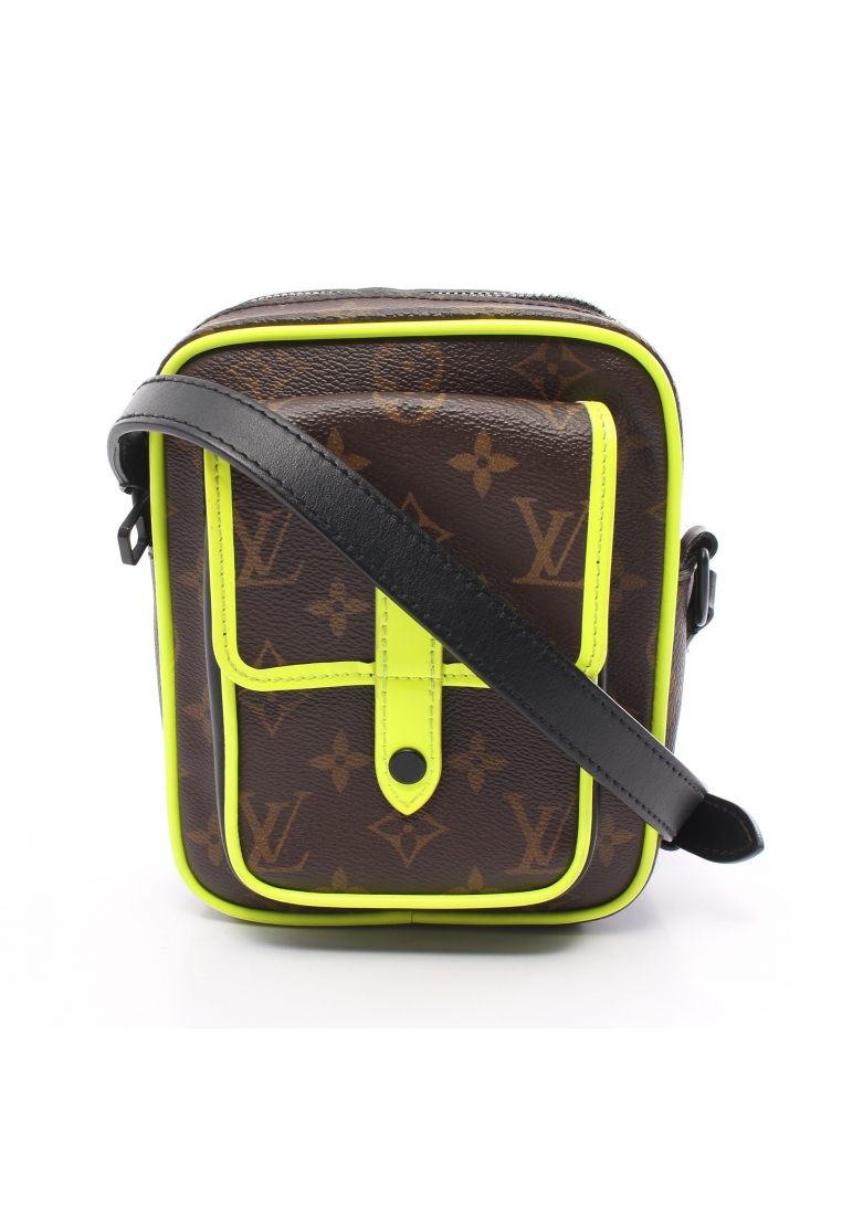 二奢 Pre-loved Louis Vuitton Christopher wearable wallet monogram macassar Shoulder bag PVC leather Brown yellow-green black