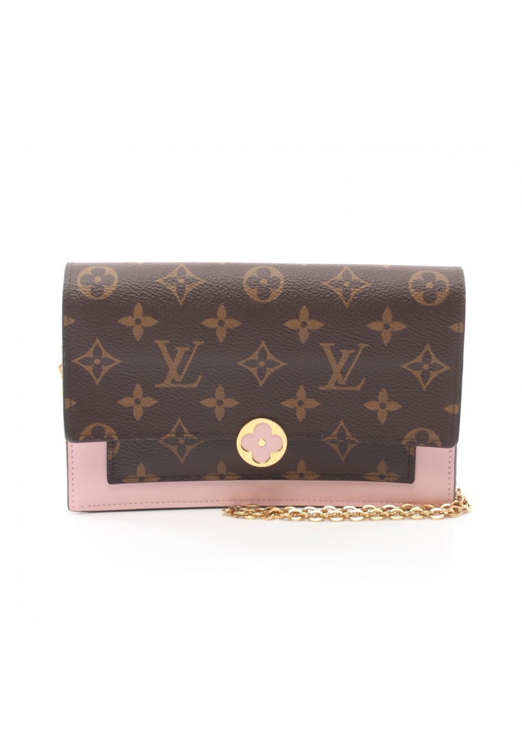 Louis Vuitton 二奢 Pre-loved LOUIS VUITTON Portefeuil flor chain monogram rose ballerine chain wallet PVC leather Brown Light pink