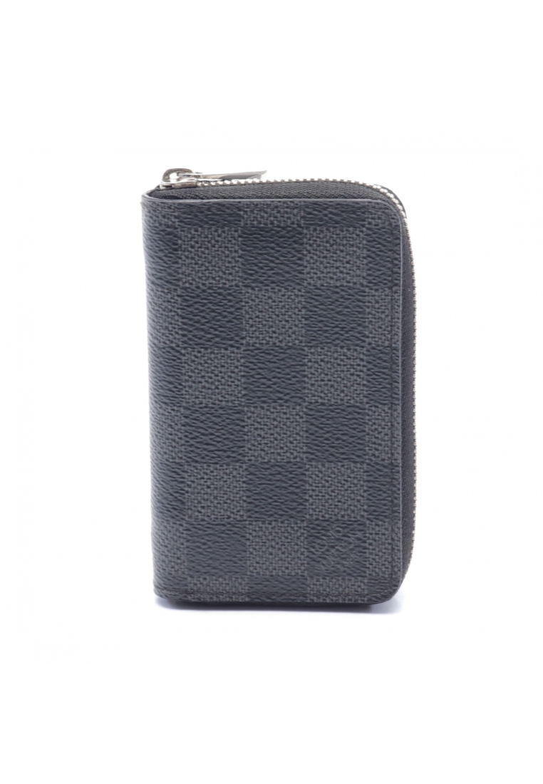 二奢 Pre-loved Louis Vuitton zippy coin purse Damier Graphite coin purse PVC black