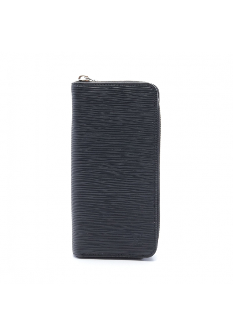 二奢 Pre-loved Louis Vuitton zippy wallet Vertical Epi Noir round zipper long wallet leather black