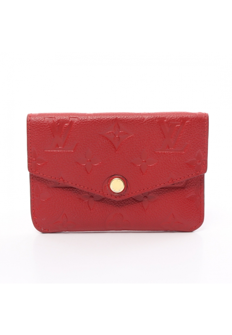 二奢 Pre-loved Louis Vuitton pochette Kure monogram amplant Cerise coin purse leather Red with key ring