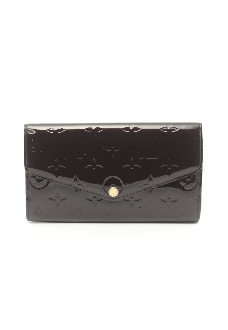 二奢 Pre-loved Louis Vuitton Portefeuil Sara monogram vernis Amarante Bi-fold Long Wallet leather dark purple