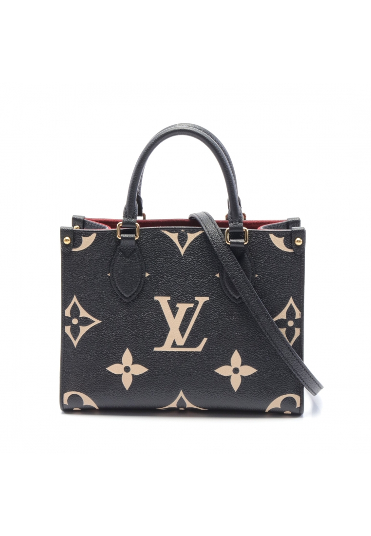 二奢 Pre-loved Louis Vuitton On-the-Go PM bicolor monogram amplant Handbag leather black beige