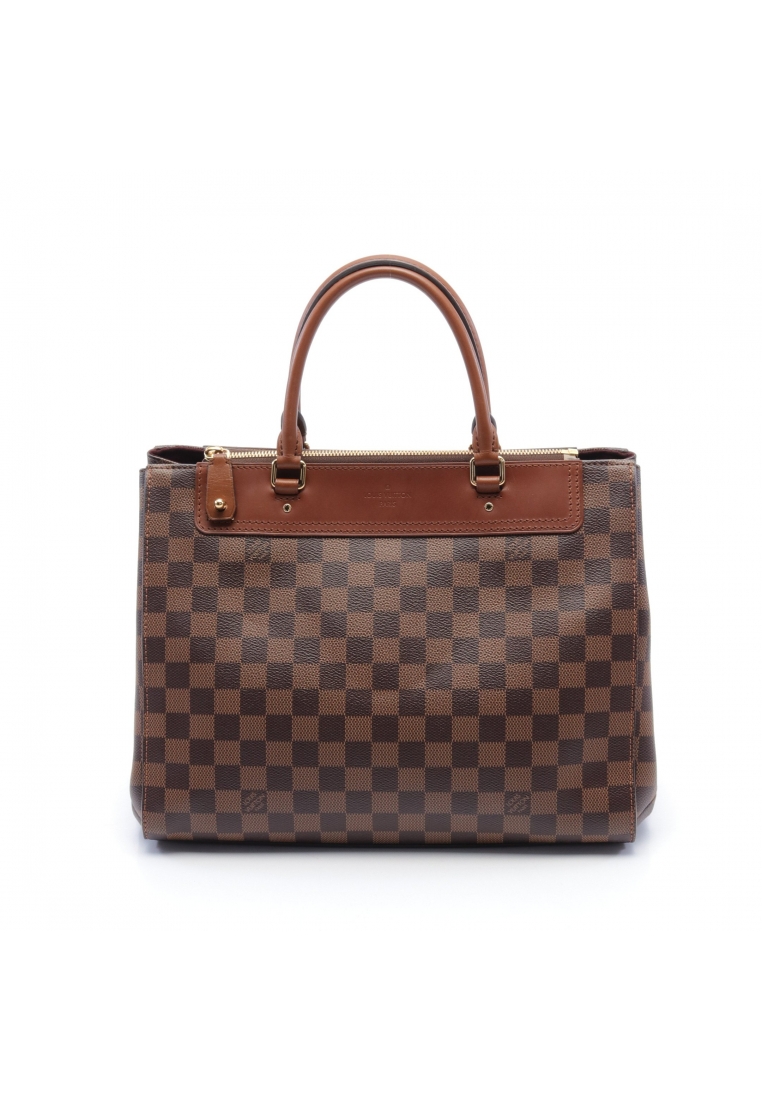 二奢 Pre-loved Louis Vuitton Greenwich Damier ebene Handbag PVC leather Brown