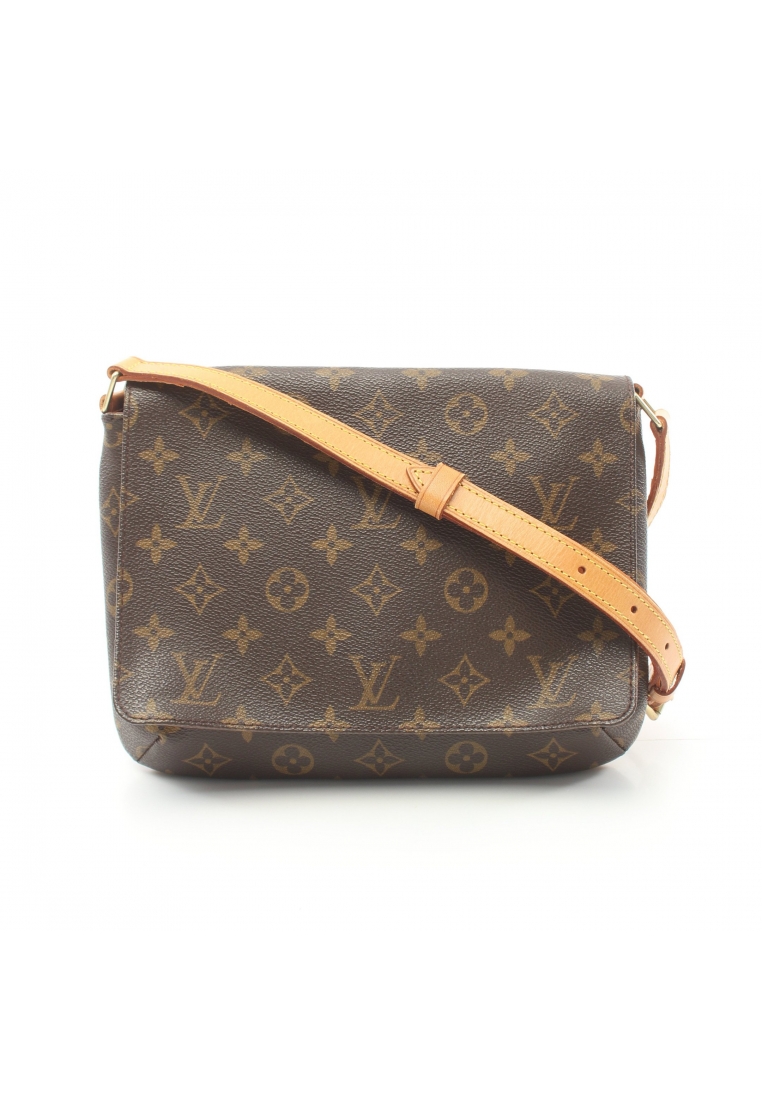 二奢 Pre-loved Louis Vuitton musette tango long strap monogram Shoulder bag PVC leather Brown