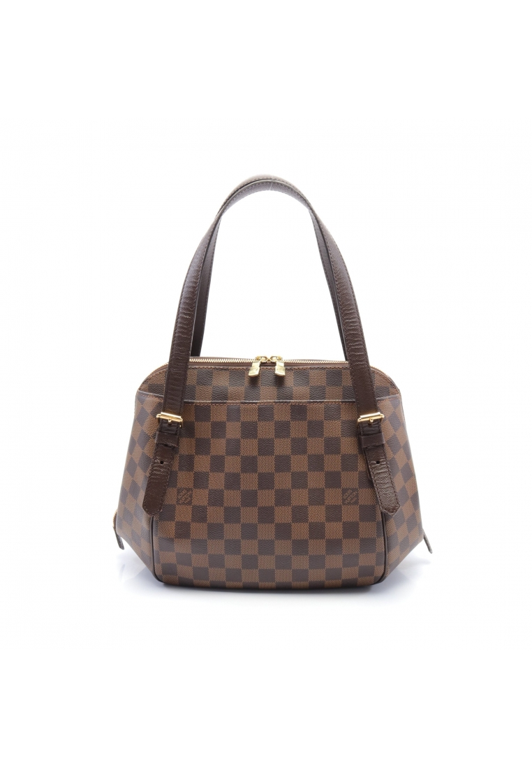 二奢 Pre-loved Louis Vuitton Belem MM Damier ebene Shoulder bag PVC leather Brown