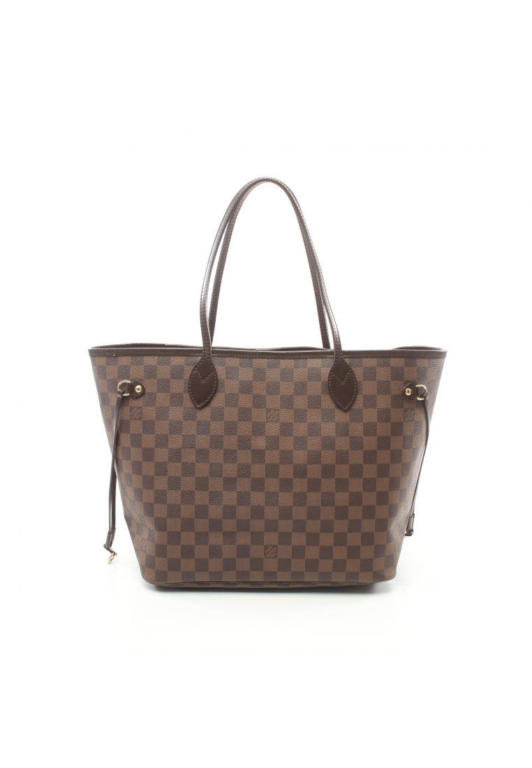 二奢 Pre-loved Louis Vuitton Neverfull MM Damier ebene Shoulder bag tote bag PVC leather Brown