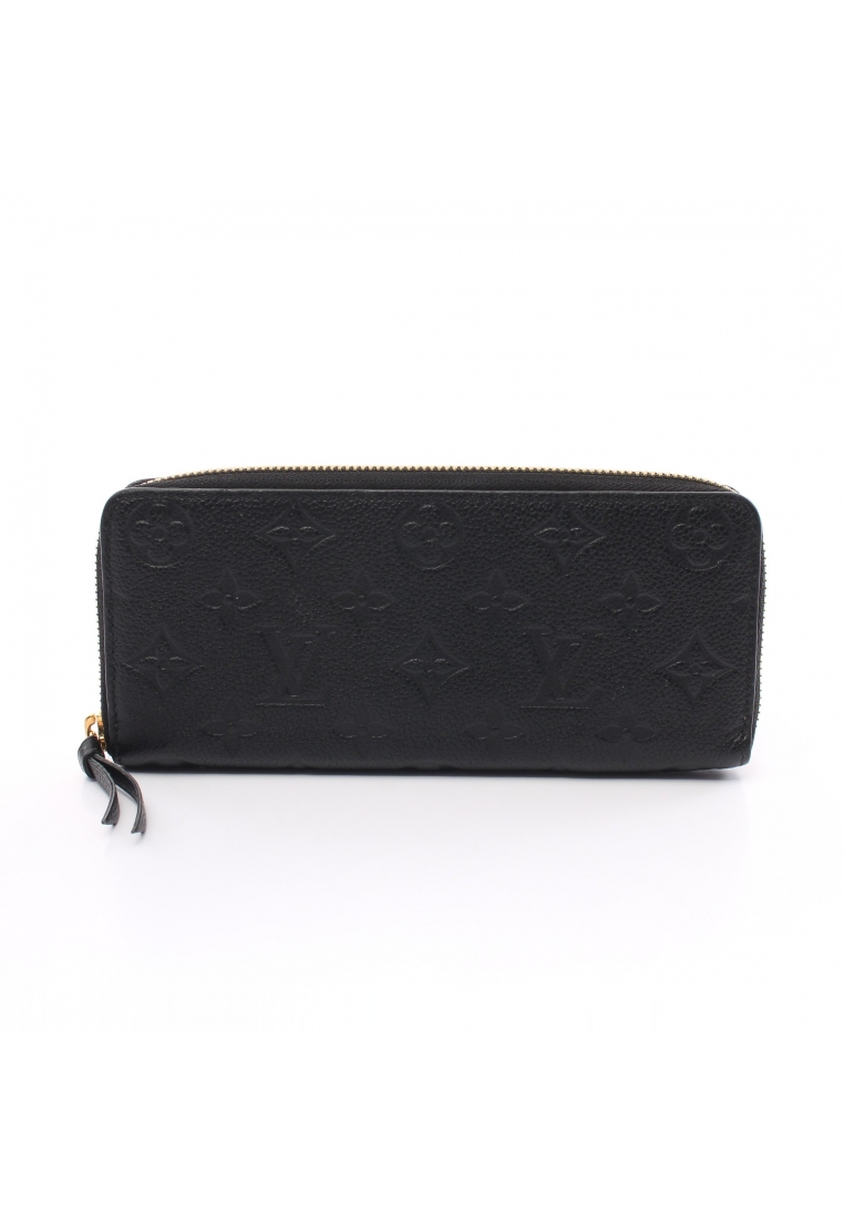 二奢 Pre-loved Louis Vuitton Portefeuil Clemence monogram amplant Noir round zipper long wallet leather black