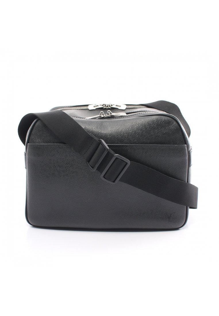 二奢 Pre-loved Louis Vuitton Reporter PM taiga Ardoise Shoulder bag leather black
