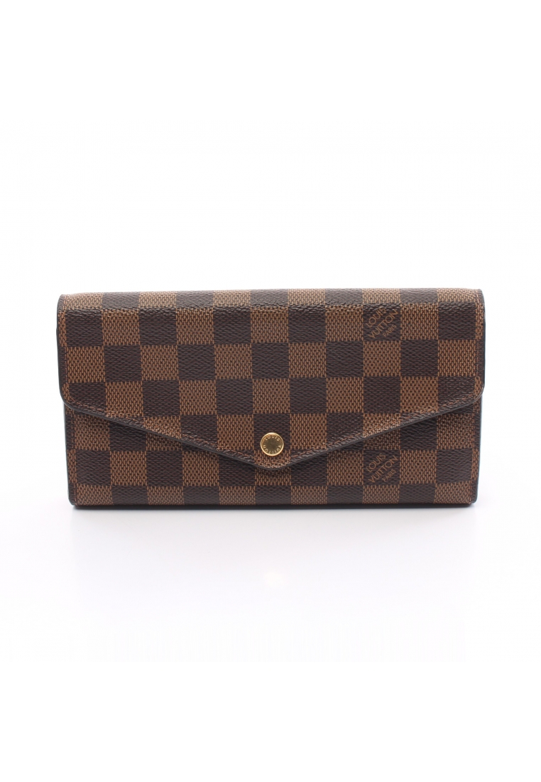 二奢 Pre-loved Louis Vuitton Portefeuil Sara Damier ebene Bi-fold Long Wallet PVC leather Brown