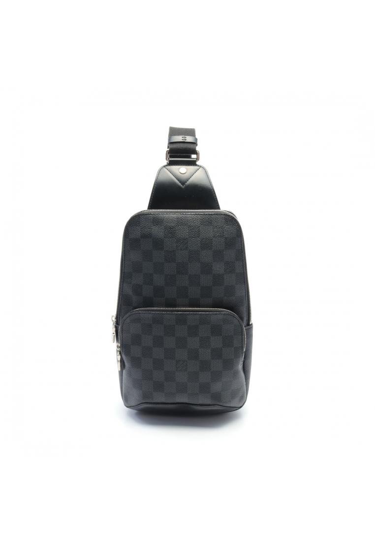 二奢 Pre-loved Louis Vuitton avenue sling bag Damier Graphite body bag PVC leather black