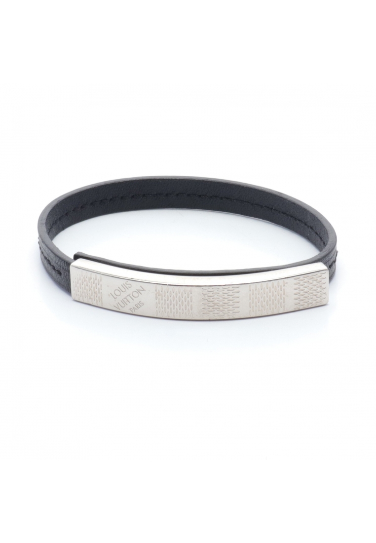 二奢 Pre-loved Louis Vuitton brasserie bracelet leather black Silver