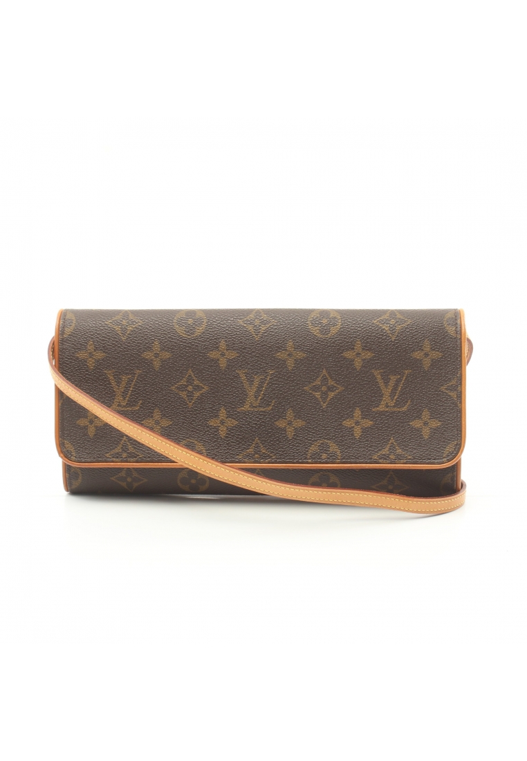 二奢 Pre-loved Louis Vuitton pochette twin GM monogram Shoulder bag PVC leather Brown