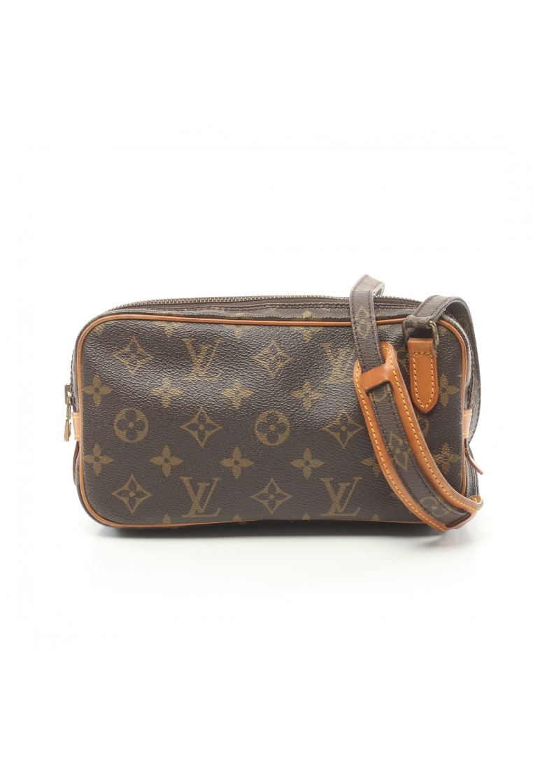 二奢 Pre-loved Louis Vuitton marly bandouliere monogram Shoulder bag PVC leather Brown
