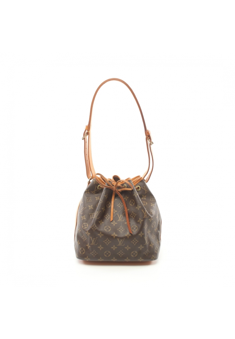 二奢 Pre-loved Louis Vuitton Peti Noe monogram Shoulder bag PVC leather Brown
