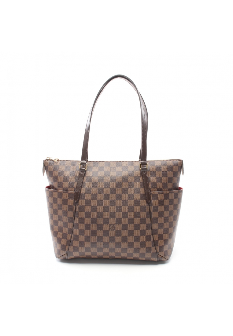 二奢 Pre-loved Louis Vuitton Totally MM Damier ebene Shoulder bag tote bag PVC leather Brown