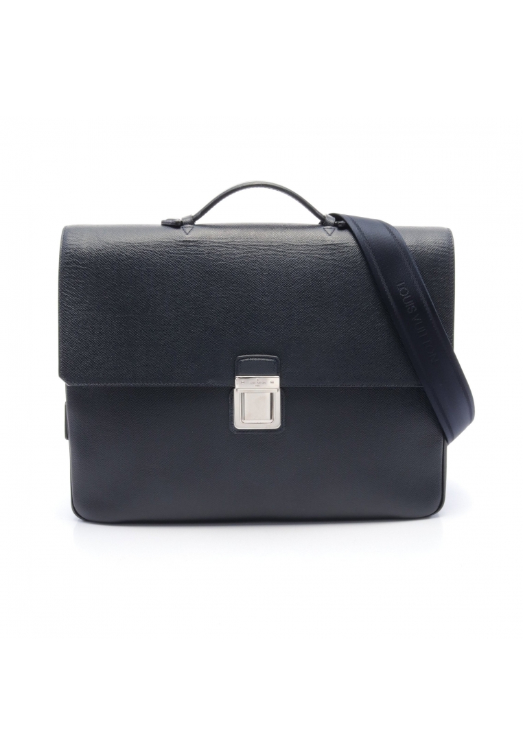 二奢 Pre-loved Louis Vuitton Vasily PM taiga Boreal Business bag leather Dark navy 2WAY