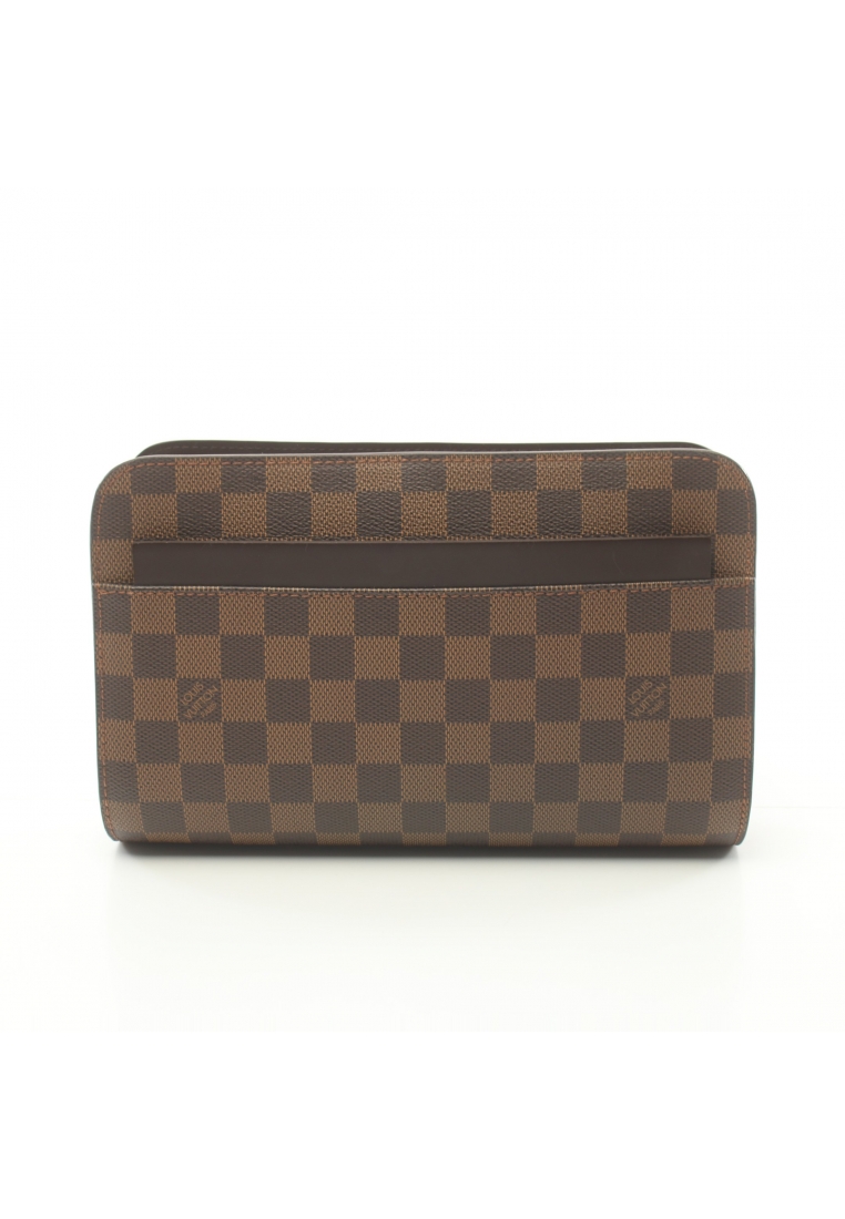 二奢 Pre-loved Louis Vuitton saint louis Damier ebene Clutch bag second bag PVC leather Brown