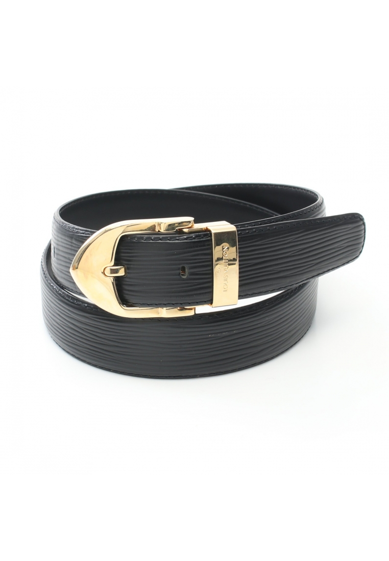 二奢 Pre-loved Louis Vuitton ceinture classic Epi Noir belt leather black gold hardware