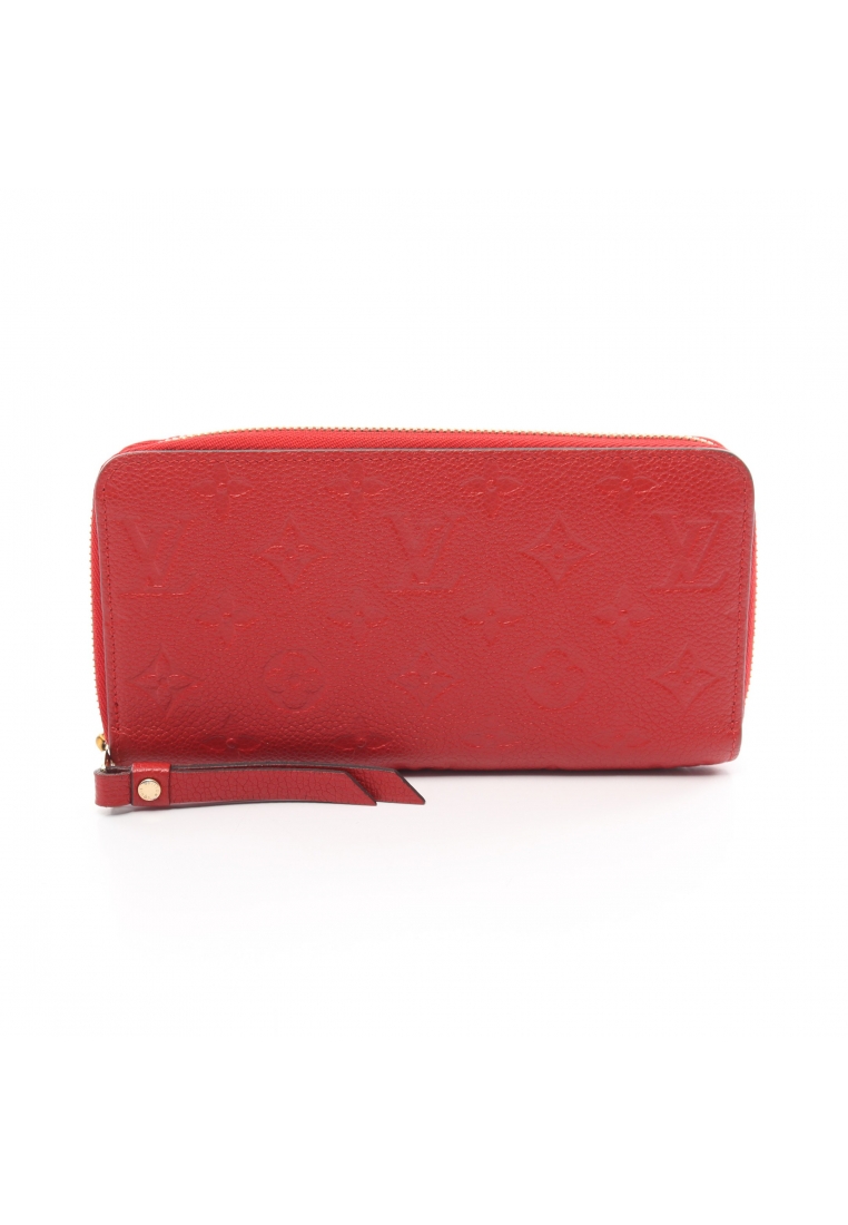 二奢 Pre-loved Louis Vuitton zippy wallet monogram amplant Cerise round zipper long wallet leather Red