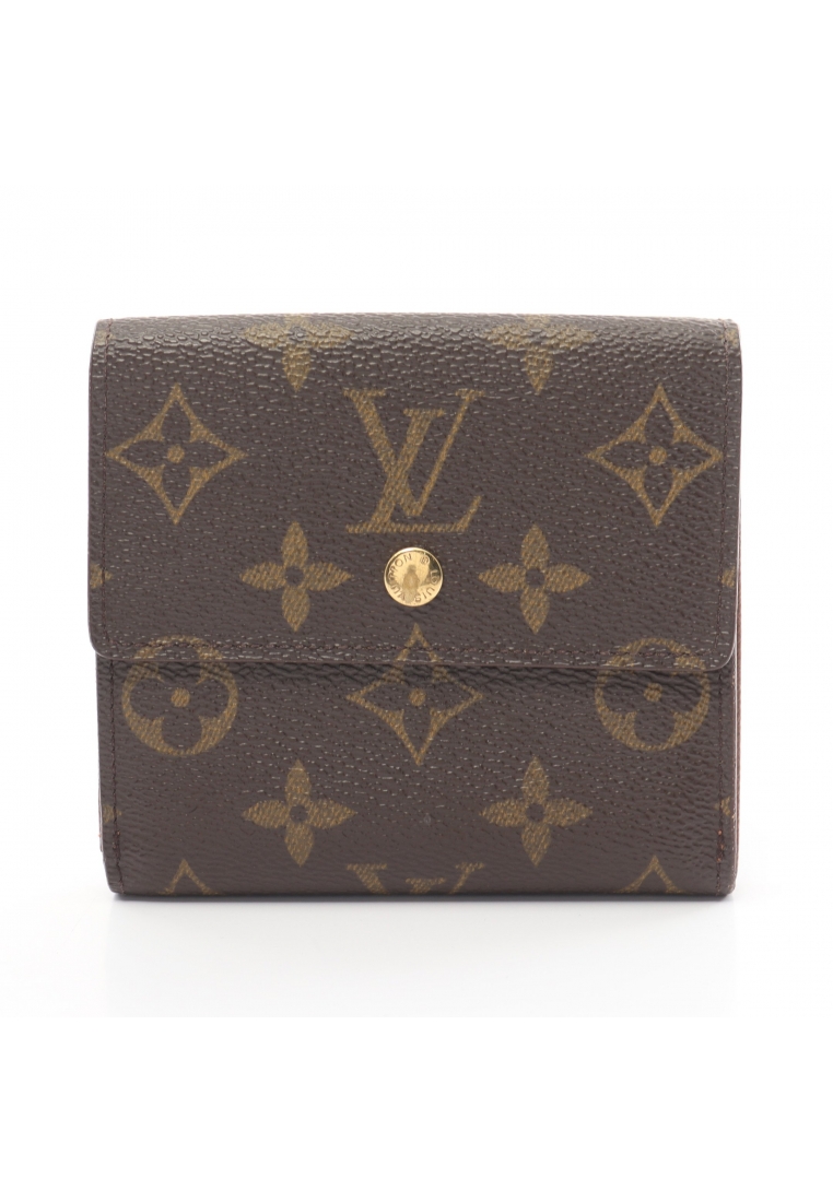 二奢 Pre-loved Louis Vuitton Porto Monnaie Viet cult credit monogram trifold wallet W hook wallet PVC leather Brown