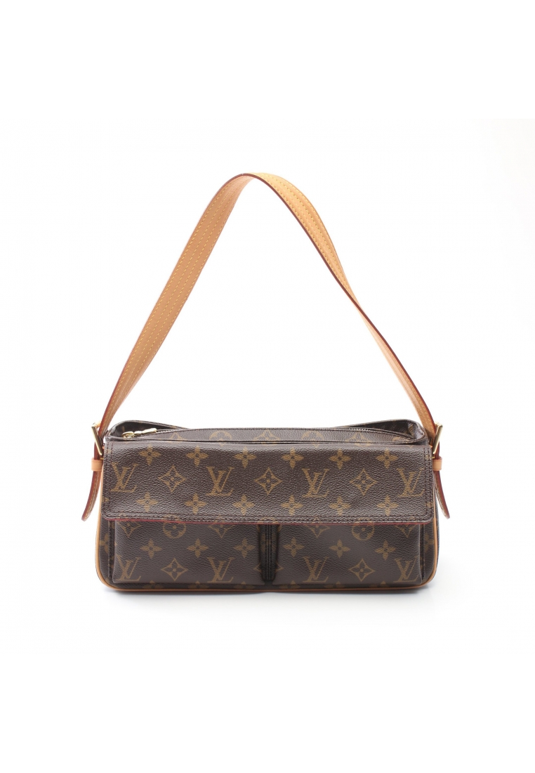 二奢 Pre-loved Louis Vuitton Vivacite MM monogram Shoulder bag PVC leather Brown