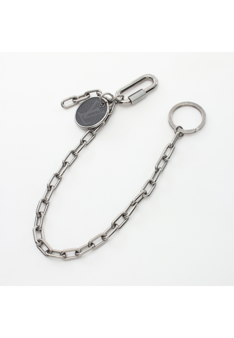 二奢 Pre-loved Louis Vuitton Monogram Eclipse wallet chain bag charm key ring PVC Silver black