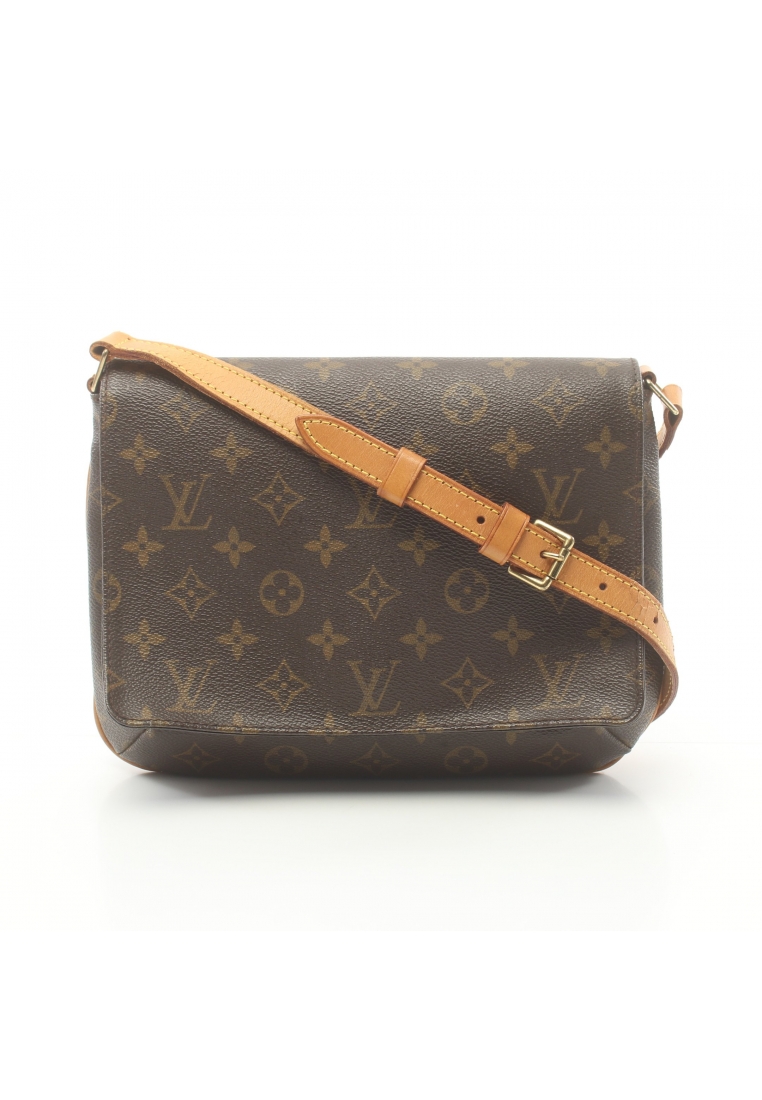 二奢 Pre-loved Louis Vuitton musette tango short strap monogram Shoulder bag PVC leather Brown