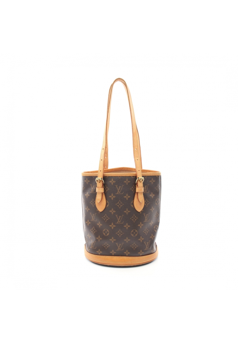二奢 Pre-loved Louis Vuitton Bucket PM monogram Handbag PVC leather Brown
