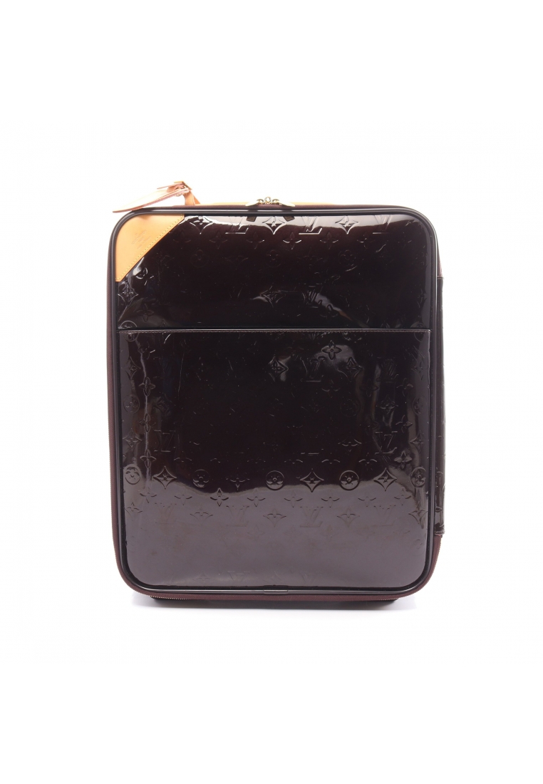 二奢 Pre-loved Louis Vuitton Pegas 45 monogram vernis Amarante carry case suitcase leather dark purple