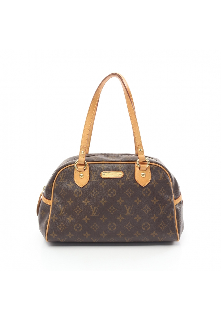 二奢 Pre-loved Louis Vuitton Montorgueil PM monogram Shoulder bag PVC leather Brown