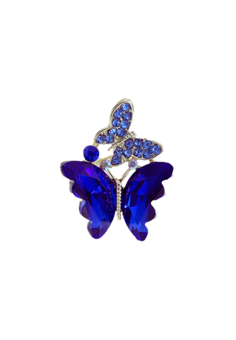 Loveaisyah Brooch Royal Blue Crystal Beads Butterfly Raya Accessory