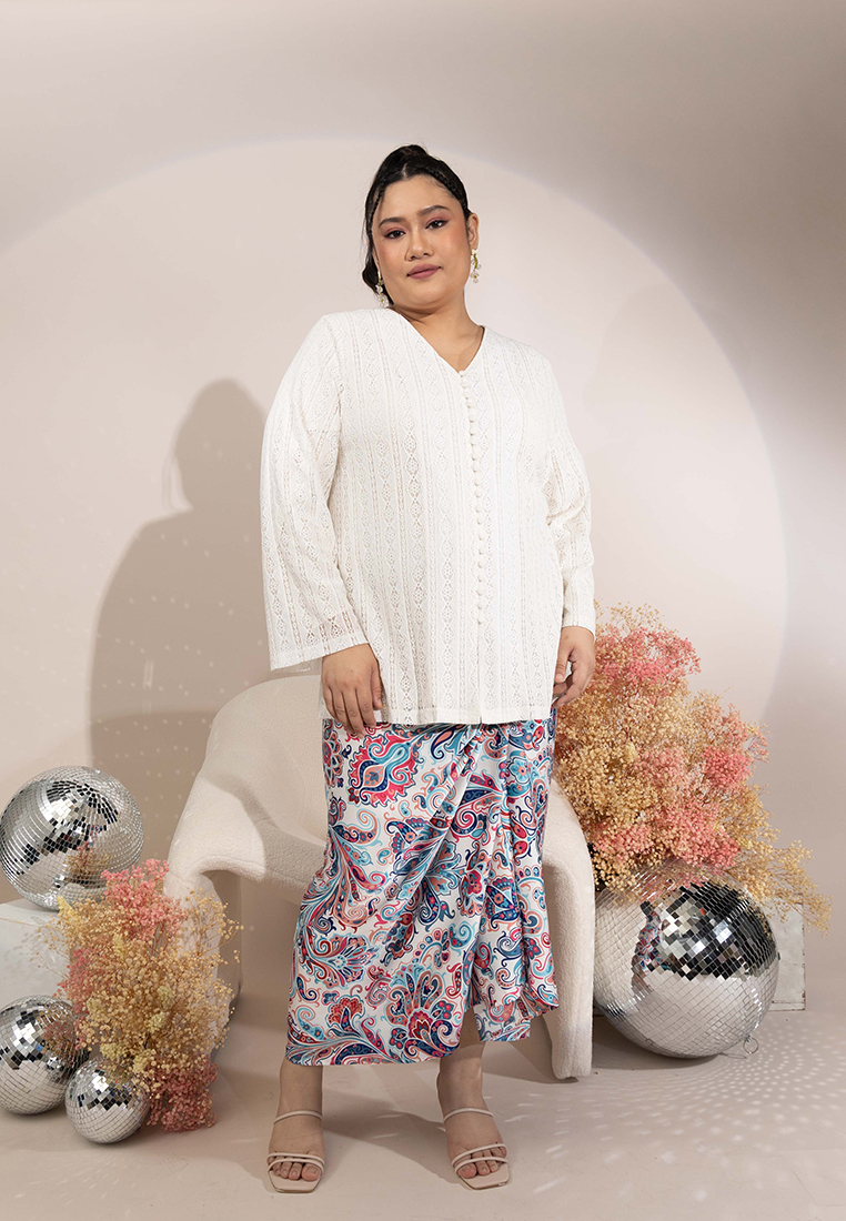 Lubna Plus Size Kedah Lace With Pareo Set