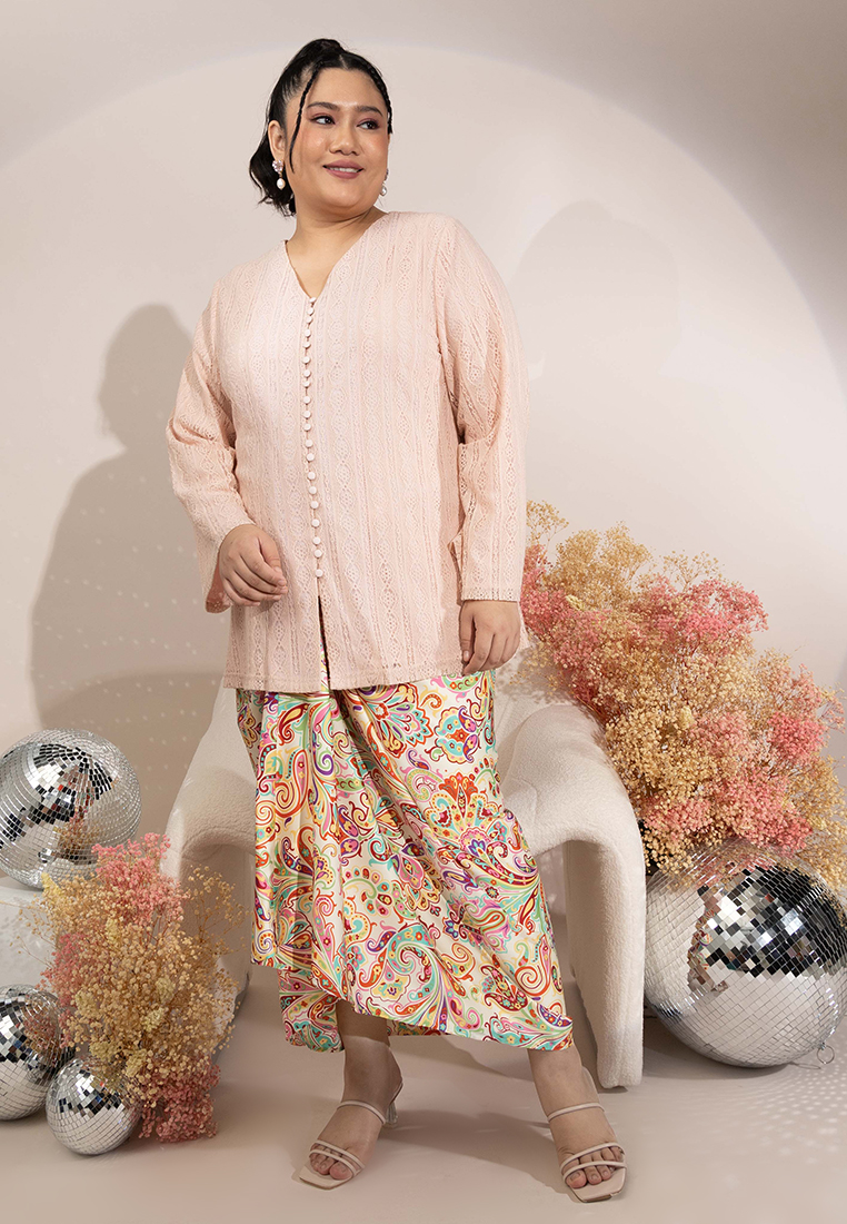 Lubna Plus Size Kedah Lace With Pareo Set