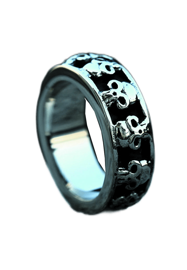 JSC2030 LYCKA 316L鈦鋼重金屬復古骷髏頭戒指