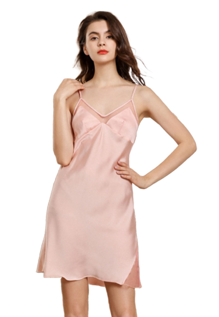 LYCKA LCL4006-女士性感V領吊帶睡裙-粉紅色