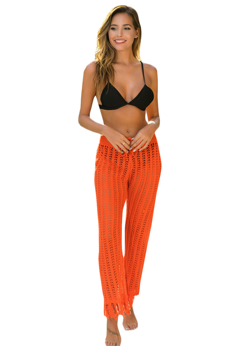 LYCKA LTH4161-歐美風格女士沙灘長褲-橙色