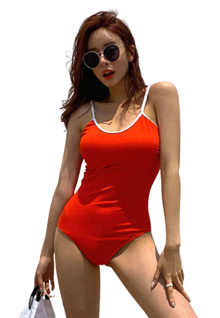 LYCKA LNN1288 Korean Lady One Piece Swimwear Red