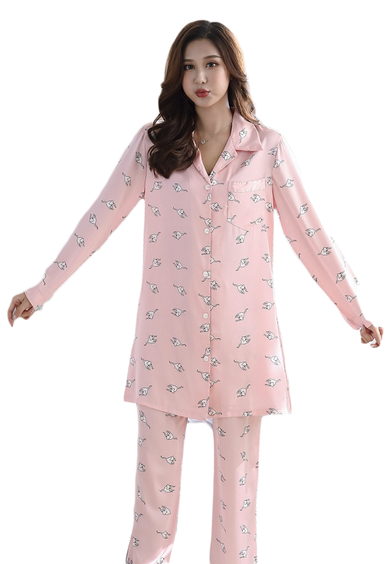 LYCKA LCB8016-女士居家休閒睡衣兩件套-粉紅色