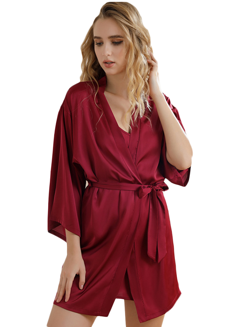 LYCKA LCB8060-女士居家休閒睡衣兩件套-紅色