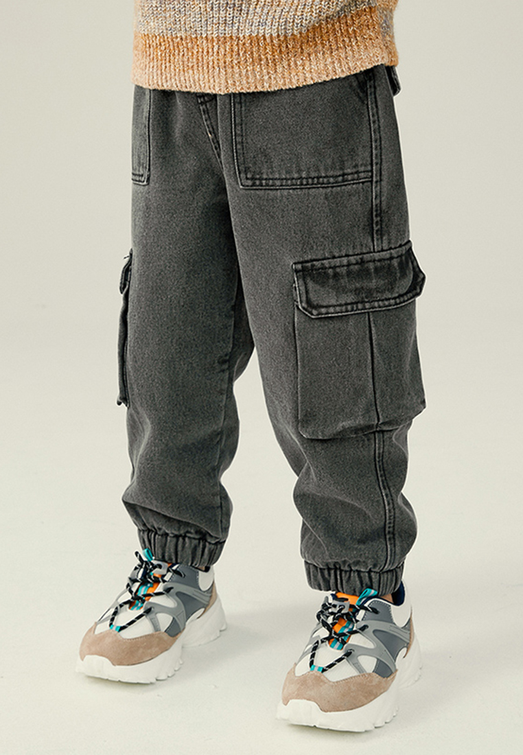 M.Latin 男大童牛仔褲雙口袋設計帥氣工裝牛仔長褲